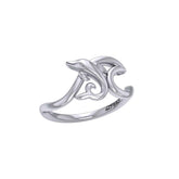 Dolphin with Wave Silver Ring TRI2431 - DiveSilver Jewelry